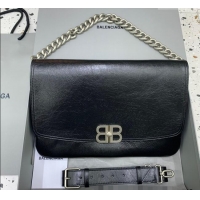 Trendy Design Balenciaga BB Soft Large Flap Bag in peach calfskin 48087 Black aged-silver hardware 2025