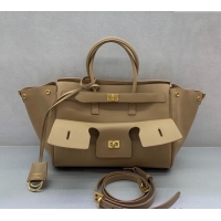 Promotional Balenciaga Bel Air Small Carry All Bag in smooth calfskin 48089 latte beige aged-gold hardware 2025