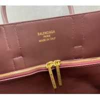 Inexpensive Balenciaga Bel Air Small Carry All Bag in smooth calfskin 48089 dark burgundy aged-gold hardware 2025