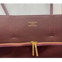 Discount Balenciaga Bel Air Medium Carry All Bag in smooth calfskin 48090 dark burgundy aged-gold hardware 2025