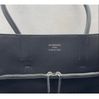 Best Quality Balenciaga Bel Air Medium Carry All Bag in smooth calfskin 48090 Black aged-silver hardware 2025