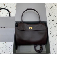Grade Promotional Balenciaga Rodeo Small Handbag in smooth calfskin 78972 Coffee/Aged Gold 2024