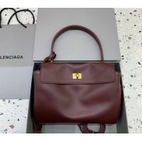 Well Crafted Balenciaga Rodeo Small Handbag in smooth calfskin 78972 Burgundy/Gold 2024