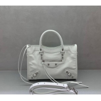 Grade Design Balenciaga Le City Small Bag in Arena Storico lambskin 49002 optic white shiny silver hardware 2025