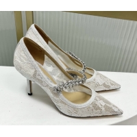 Elegant Jimmy Choo Bing Pumps 85 in White Lace J92201 2025