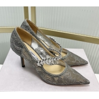 Most Popular Jimmy Choo Bing Pumps 85 in Grey Lace J92203 092203