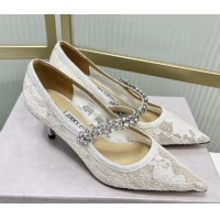 Grade Jimmy Choo Bing Pumps 65 in White Lace J92206 092204