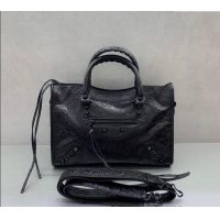 Cheap Grade Balenciaga Le City Small Bag in Arena Storico lambskin 49011 All Black 2025