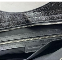 Free Shipping Balenciaga Le City Medium Bag in Arena Storico lambskin 49017 Black brass hardware 2025