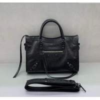 Super Quality Balenciaga Le City Small Bag in Arena Storico lambskin 49018 Black brass hardware 2025