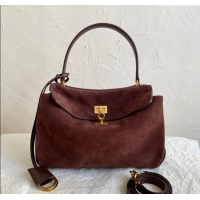 Grade Quality Balenciaga Rodeo Small Handbag in Suede and Leather 78972 Brown 2025