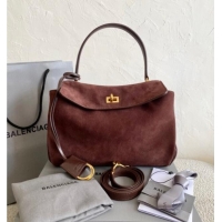 Grade Quality Balenciaga Rodeo Small Handbag in Suede and Leather 78972 Brown 2025