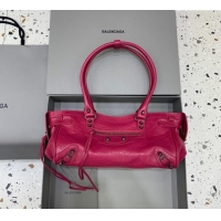 Pretty Style Balenciaga Le City Bag East West in Lambskin Leather 0926 Framboise Red 2025