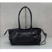 Luxury Cheap Balenciaga Le City Bag East West in Lambskin Leather 0926 Black 2025