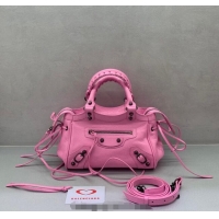 Best Price Balenciaga Le City Top Handle Bowling Bag in Lambskin Leather 0926 Pink 2025