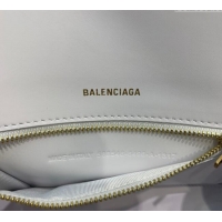 Cheap Price Balenciaga Hourglass Small Top Handle Bag in Crocodile Embossed Calfskin 26071 White/Gold 2025