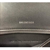 Most Popular Balenciaga Hourglass Small Top Handle Bag in Crocodile Embossed Calfskin 26071 All Black 2025