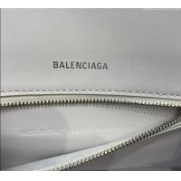 Promotional Balenciaga Hourglass Small Top Handle Bag in Crocodile Embossed Calfskin 26079 White/Silver 2025