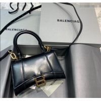 Buy Fashionable Balenciaga Hourglass Mini Top Handle Bag in Smooth Calfskin 26078 Black/Gold 2025