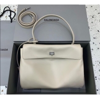 Grade Quality Balenciaga Rodeo Medium Handbag in smooth calfskin 78972 Beige aged-silver hardware 2025