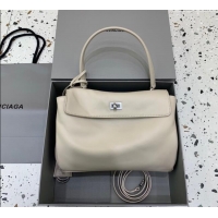 Big Discount Balenciaga Rodeo Small Handbag in smooth calfskin 78972 Beige aged-silver hardware 2025