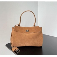 Buy Discount Balenciaga Rodeo Small Handbag in suede 78972 light brown aged-silver hardware 2025