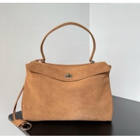 Top Design Balenciaga Rodeo Medium Handbag in suede 78972 light brown aged-silver hardware 2025