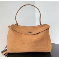 Top Quality Balenciaga Rodeo Large Handbag in suede 78972 light brown aged-silver hardware 2025