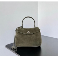 Buy Discount  Balenciaga Rodeo Mini Handbag in suede 78972 green aged-silver hardware 2025
