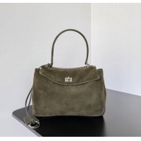 Best Price Balenciaga Rodeo Small Handbag in suede 78972 green aged-silver hardware 2025