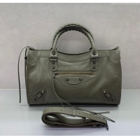 Discount Balenciaga Le City Medium Bag in Arena Storico lambskin leather 0926 Green 2025