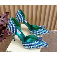 Classic Hot Jimmy Choo Sacora Pumps 10cm with Pearls and Strass Green 2025 JC103101