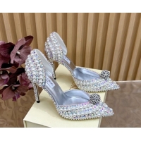 Top Design Jimmy Choo Sacora Pumps 10cm with Pearls and Strass Silver 2025 JC103101