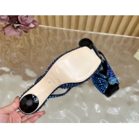 Unique Style Jimmy Choo Siva Heel Slides Sandal 8.5cm with Strass Allover Blue 2025 JC103102