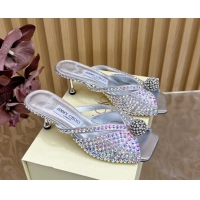Good Looking Jimmy Choo Siva Heel Slides Sandal 8.5cm with Strass Allover Silver JC103102 2025