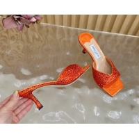 Durable Jimmy Choo Skye Heel Slides Sandal 6.5cm in Glazed Leather and Strass Orange2 2025 JC103103