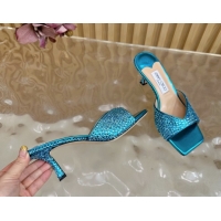 Sophisticated Jimmy Choo Skye Heel Slides Sandal 6.5cm in Glazed Leather and Strass Blues 2025 JC103103