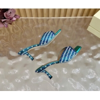 Buy Luxury Jimmy Choo Skye Heel Slides Sandal 6.5cm in Pearls and Strass Green 2025 JC103103