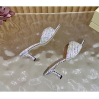 Big Discount Jimmy Choo Skye Heel Slides Sandal 6.5cm in Pearls and Strass Silver 2025 JC103103