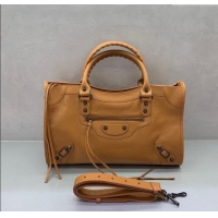Promotional Balenciaga Le City Medium Bag in Arena Storico lambskin leather 0926 Camel Brown 2025