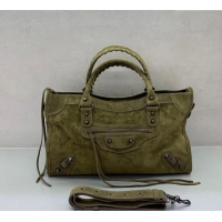 Good Product Balenciaga Le City Medium Bag in 0926 Green Suede 2025