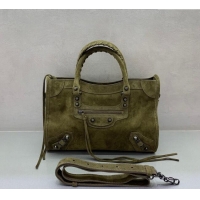 Famous Brand Balenciaga Le City Small Bag in 0926 Green Suede 2025
