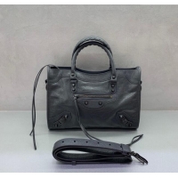 Top Quality Balenciaga Le City Small Bag in Arena Storico lambskin 0925 Dark Grey 2025
