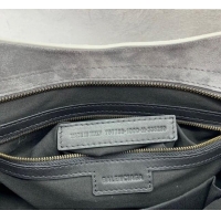 Luxury Cheap Balenciaga Le City Medium Bag in Suede 0925 Dark Grey 2025