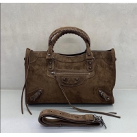 Unique Discount Balenciaga Le City Medium Bag in 0925 Coffee Brown Suede 2025