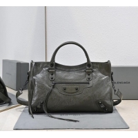 Super Quality Balenciaga Le City Medium Bag in Arena Storico lambskin B0925 Olive Green 2025