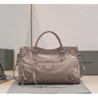 Top Design Balenciaga Le City Medium Bag in Arena Storico lambskin 0925 Khaki 2025
