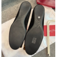 Top Grade Roger Vivier Trompette Ballerinas in Suede with Buckle Black 1030072