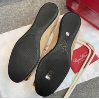 Luxurious Roger Vivier Trompette Ballerinas in Suede with Buckle Beige 1030073