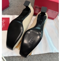 Luxury Cheap Roger Vivier Trompette Pumps 4.5cm in Calf Leather with Buckle Grey 1030076